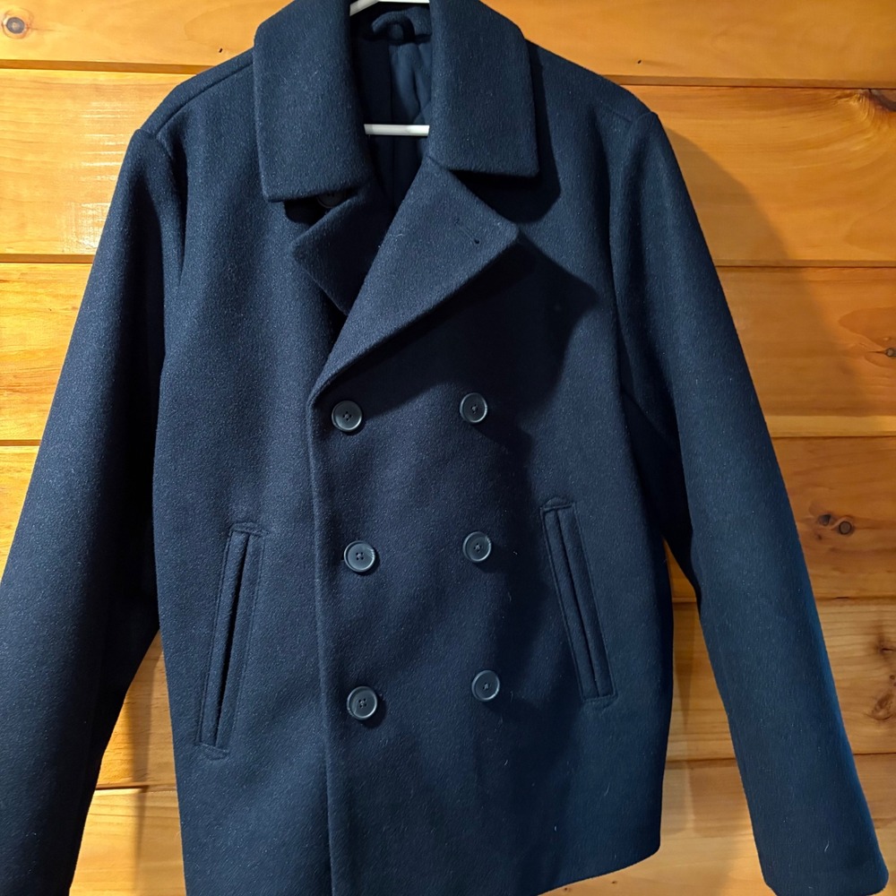 Old Navy Mens Wool Blend Peacoat Navy Blue Double Breasted Jacket 746709-02 L